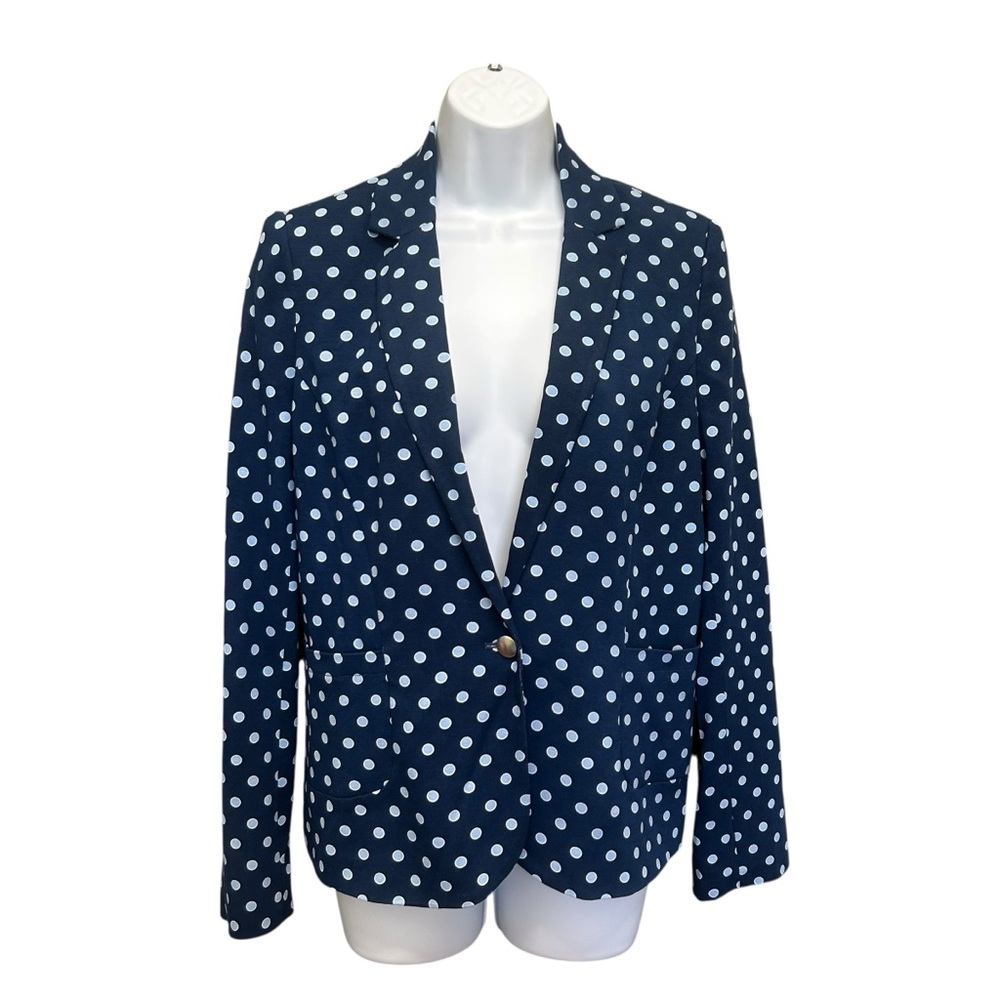 Reitmans Blue on Blue Polka Dot Lined Preppy Blazer Size 11